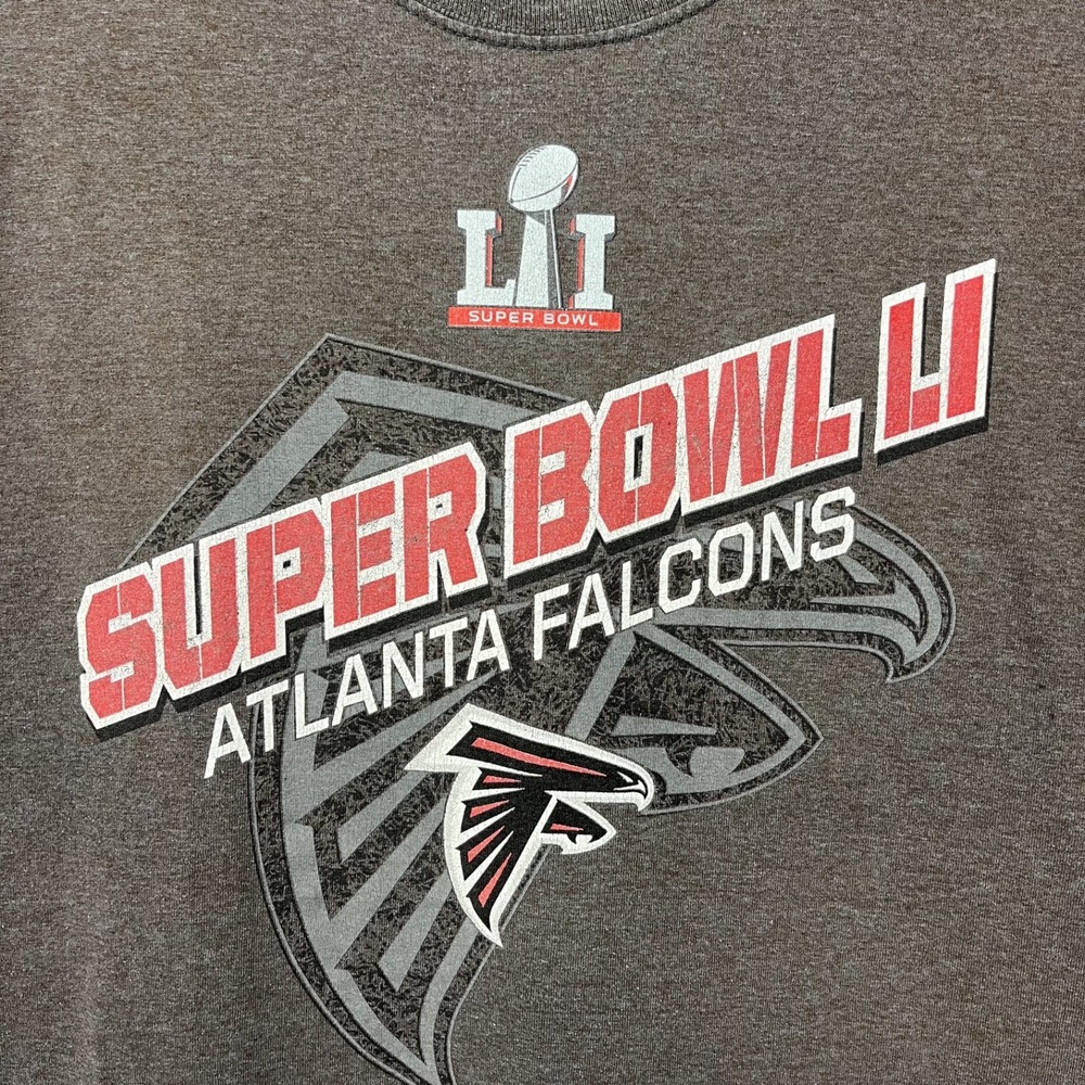 Nike NFL Atlanta Falcons Super Bowl LI Graphic T-Shirt Mens Gray XL Distressed